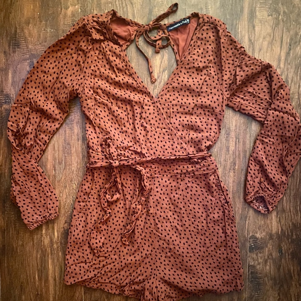 Abercrombie & Fitch Terracotta Polka Dot Romper